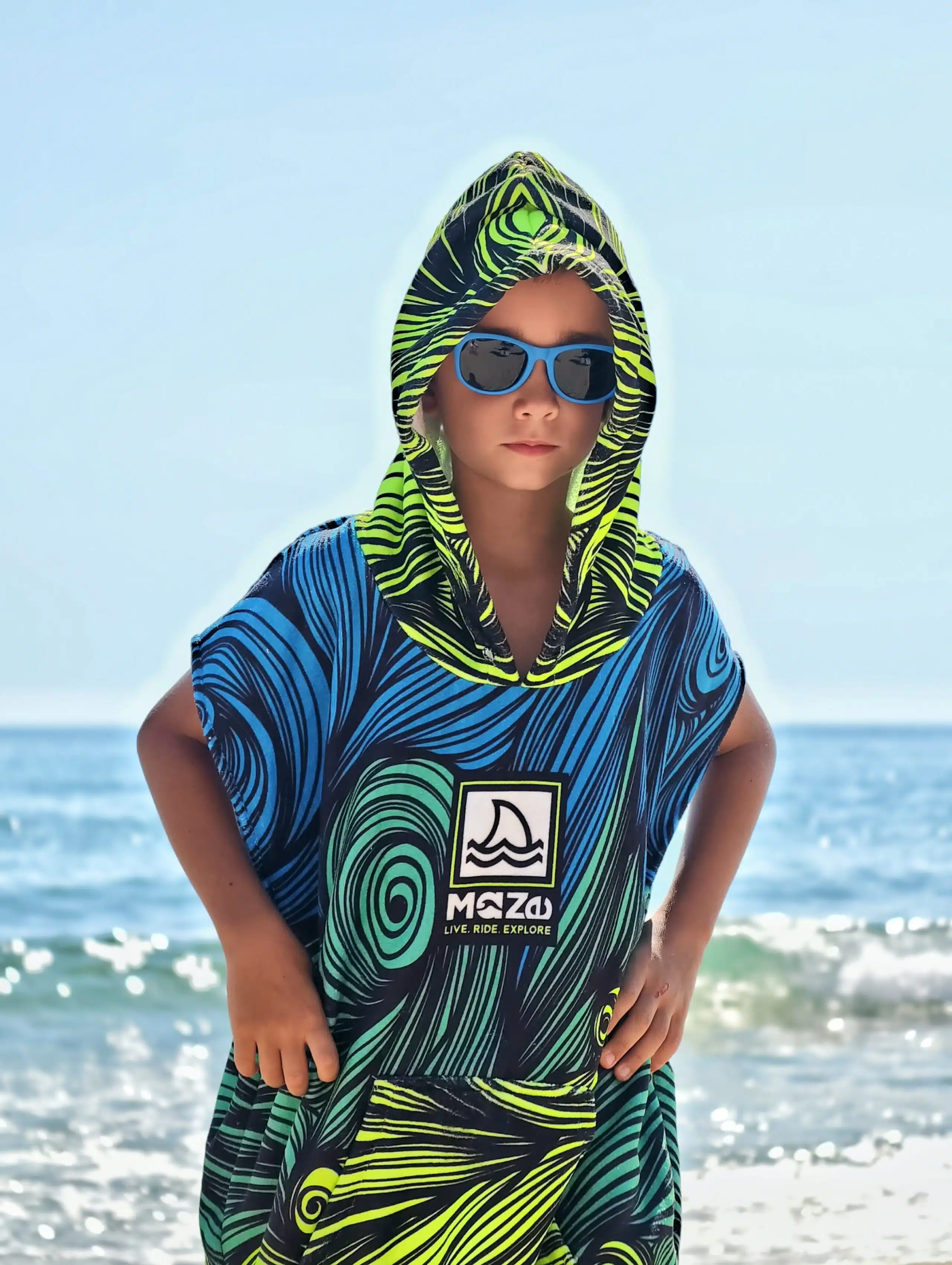 ДЕТСКО ПОНЧО MAZE WAVES BLUE